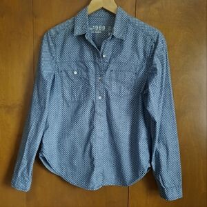 Gap 1969 Asymmetric Pocket Polka Dot Denim Shirt Size XS